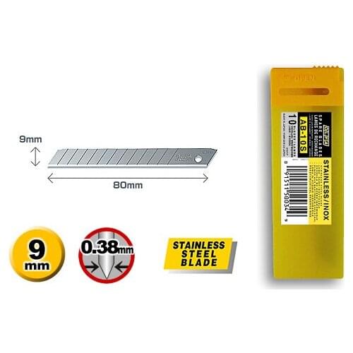 Japan OLFA AB-10S Small 9mm Stainless Steel Utility Knife Blade