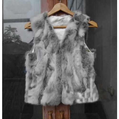 Free Shipping New Genuine real natural rabbit fur vest womens fashion Coat winter Vest Short Design Waistcoat Wholesale price