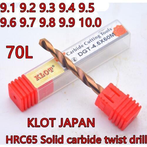 9.1 9.2 9.3 9.4 9.5 9.6 9.7 9.8 9.9 10.0-70mm 1pcs KLOT HRC65 Solid carbide twist drill processing HRC 65 following materials