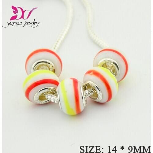 10Pcs Fashion Colored Classic Glass Bead European Beads Fit Charm Bracelet Bangles Necklace cristal TK033