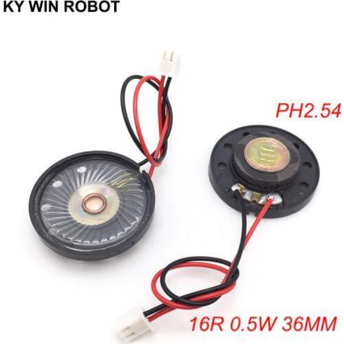 2pcs/lot New Ultra-thin Toy-car horn 16 ohms 0.5 watt 0.5W 16R speaker Diameter 36MM 3.6CM with PH2.54 terminal wire length 10CM