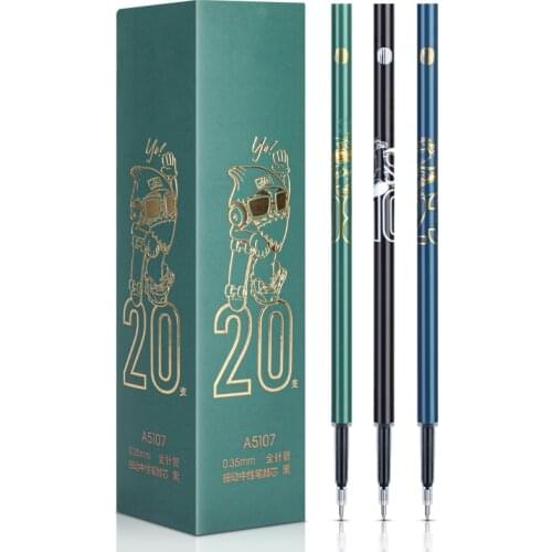 20pcs/set press gel pen full syringe creative cartoon 0.35mm refill black student office school stationery