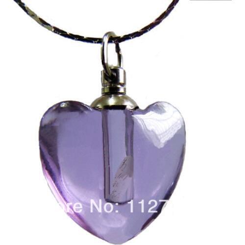 25pcs/lot purple Smooth hearts Rice vials pendants rice vial pendant perfume empty glass bottle glass spray perfume bottl