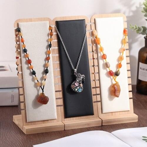 3 Pcs Modern Bamboo Necklace Jewelry Tabletop Display Boards, White