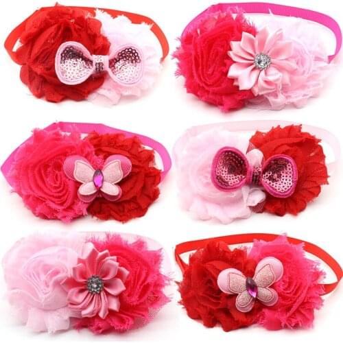 50/100Pc Valentines Day Pets Dog Accessories Flower Design Dogs Pet Bow Ties Collar Adjustable Pets Dog Bow Tie Necktie Product