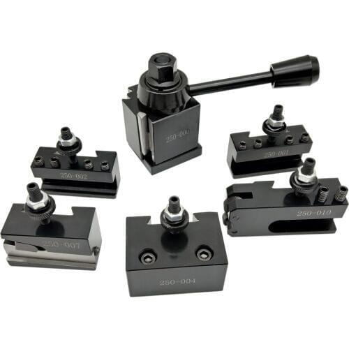 6pcs 250-000 Wedge GIB Type Cuneiform Type Quick Change Toolpost Tool Holder Set with 6-9" Lathe Swing For Lathe Tools