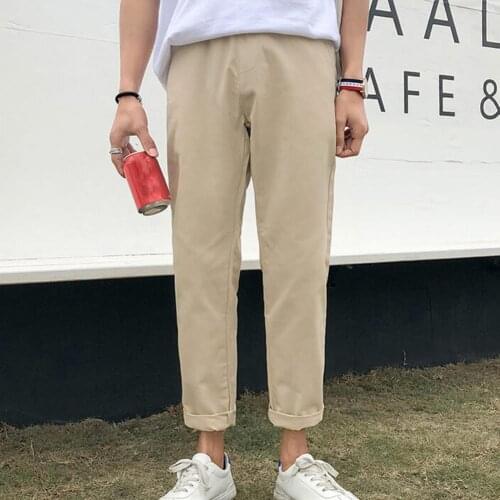 2021 Summer Fitness Casual Ankle-Length Mens Trousers Pants Loose Style Breathable Polyester Fiber Stretchy Trousers for Outdoor