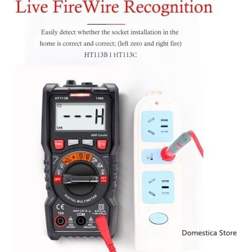 HT113 Digital Multimeter AC DC Ohm Hz Tester Auto Range Voltage ResistancTrue RMS Transistor Tester 600V Multitester Multi Meter