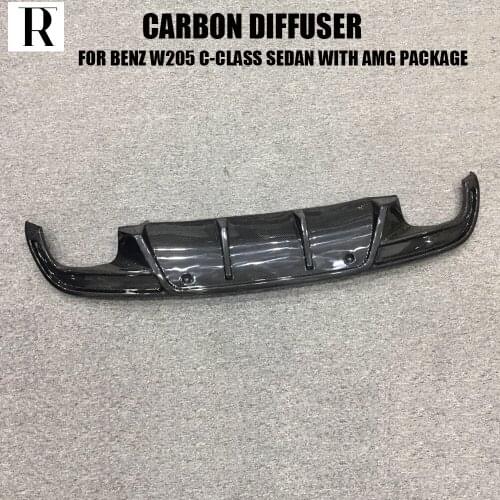 Carbon Fiber Rear Bumper Diffuser for Benz W205 Sedan S205 Wagon C180 C200 C300 C43 C63 With Amg Sports Package 2015 - 2022