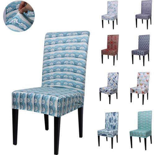 Spandex Elastic Printing Dining Chair Slipcover Modern Removable Anti-dirty Kitchen Seat Case Stretch Chair Cover for Banquet