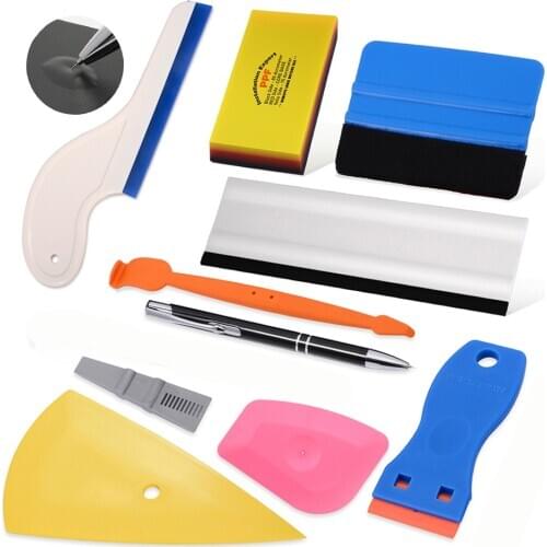 FOSHIO Auto Car Tools Vinyl Wrap Squeegee Razor Scraper Air Bubble Remove Pen Kit Carbon Fiber Film Window Sticker Wrapping Tool