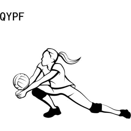 QYPF 14.8*8.9CM Interesting Volleyball Decor Car Modelling Sticker Vinyl Accessories Black/Silver C16-1417