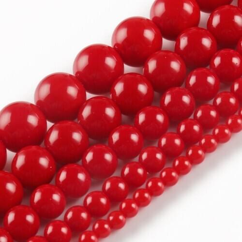 4/6/8/10/12mm Red Coral Jades Round Loose Stone Beads for Jewelry Making DIY Christmas Gift Bracelets Accessories 15