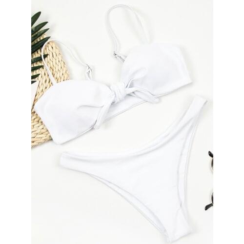 Cikini 2021 Summer New Fashion Sexy Womens Solid Bikini Thong Split Beach Sports Swimsuit