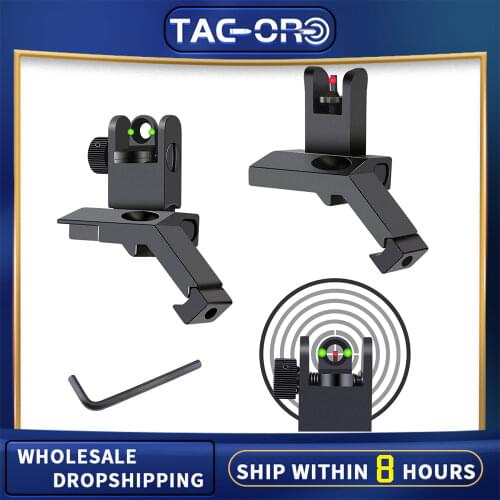 Magorui 45 Degree Offset Fiber Optics Sight Iron Sight Flip-up Front and Rear Sights with Red and Green Dots Fit Picatinny Rail