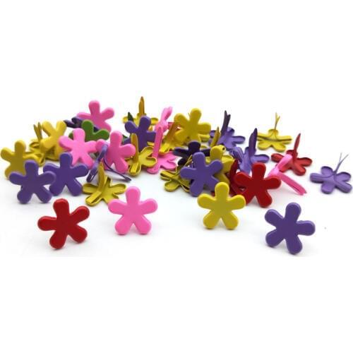 50Pcs 14mm Cute Flower Metal Brads Embellishments Decoration Scrapbook For Diy Handmade Photo Album Paper Crafts Jewelry Making