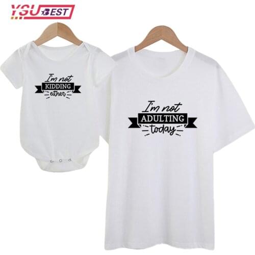 Fashion Family Matching Clothes Outfits Look Mother Daughter Funny Letter Print Tshirt Clothing Mommy and Me Family Look T-shirt