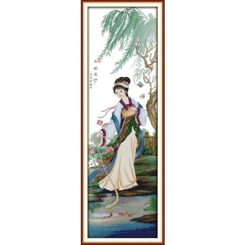 Xi Shi washing the gauze(summer) cross stitch kit people 18ct 14ct 11ct count print canvas stitches embroidery DIY handmade