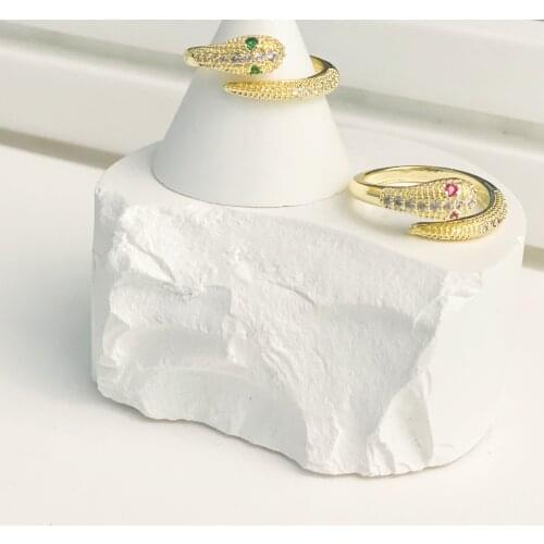 Newest Copper Trend Fashion Snake-shaped Golden Open Rings Female Exquisite Temperament Creative Animal Ring for Men and Women