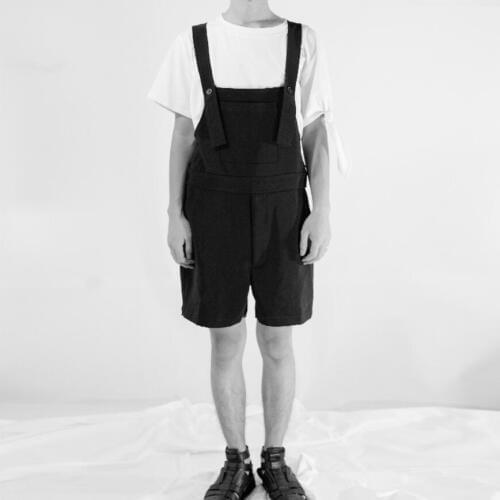 27-46 New Summer Men And Women Casual Strap Shorts Loose Knee Length Cool Bib Shorts Tide Overalls Plus Size Costumes