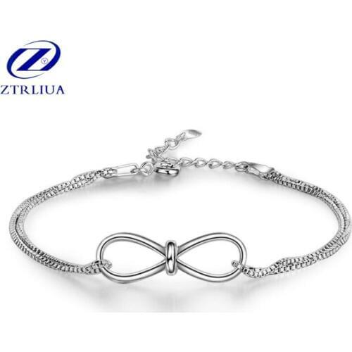New Fashion Simple Personality 925 Sterling Silver Jewelry Fresh Girlfriends Couple Sister Love Bow Popular Bracelets SB79