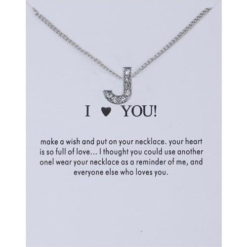 Women Name Personality Alphabet Initial Letters Message Card Necklace Pendant Women Necklaces I Love You Jewelry Gifts