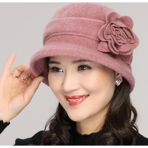 Spring Autumn Woolen Bucket Hat Women Winter Middle Age Elderly Thin Fisherman Cap Grandmother Mother Elegant Fashion Hats H7152