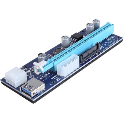 Pci-e Pci Express Riser Card 1x to 16x GPU USB 3.0 Extender Raiser X1 X16 Adapter SATA 6Pin Power Cable for BTC Mining Miner