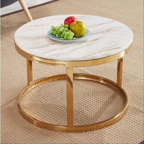 Simple marble family office size circular folding tea table