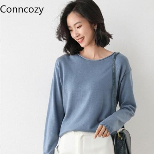 Pullover Casual Round Neck Korean Fashion Loose-Fit Autumn Winter Sweater Womens Thin Knitted Sweaters Office Bottoming Sueter