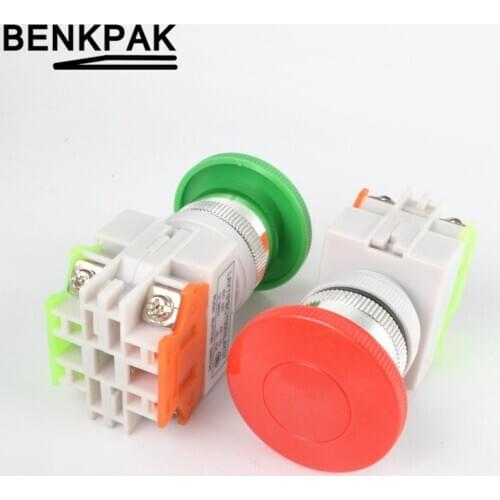 Self-locking 22MM spring return mushroom switch,self return,momentary