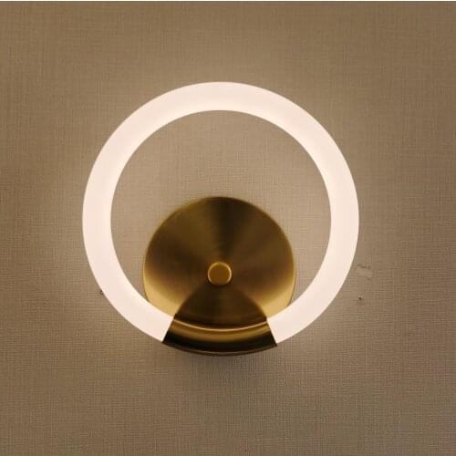 Modern Led Wall Lamp Corridor Hall Aisle Dining Kitchen Acrylic Lampshade Lighting Bedroom Round Ring Creative Deco Indoor Light