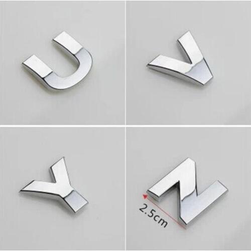 1pcs Car Stickers 2.5*2.5 silver black Car styling metal sticker Digital Figure Number Chrome DIY originality 3D metal Letters