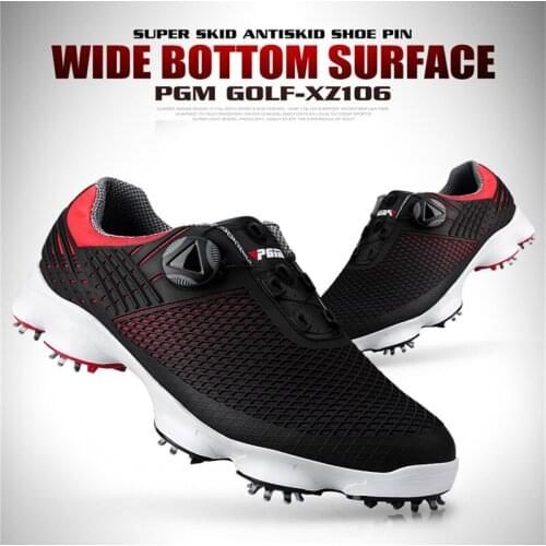 Waterproof Breathable PGM Golf Shoes Mens Antiskid Sneakers Male Rotating Shoelaces Sports Spiked Anti-slip Sneakers XZ106