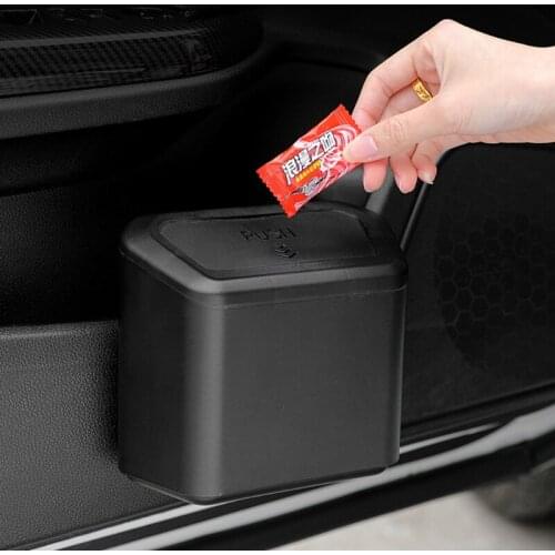 X7AE Hanging Car Trash Can Vehicle Garbage Dust Case Storage Box Square Pressing Type Trash Can Litter Garbage Bag