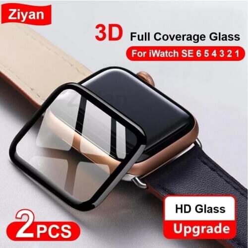 2Pcs 3D Full Cover Tempered Glass For Apple Watch Series 4 5 6 SE 40MM 44MM Screen Protector Premium For iWatch 3 2 1 38MM 42MM