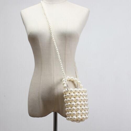 SeeBeautiful Hand-woven Man-made Pearl Bag Belt Female Hand-carrying Bucket Bag Girdle Autumn 2020 New Fashion Tide W979