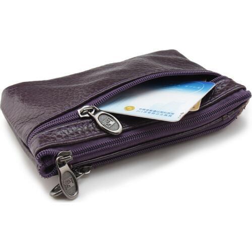 Zongshu Brand Genuine Leather Slim Key Wallet Women Coffee Coin Purse Men Zipper Around Wallet Card Holder (bulk customize)