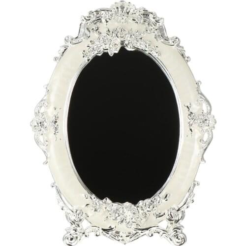 1pc Tabletop Retro Style Makeup Mirror Elegant Home Bedroom Dresser Mirror