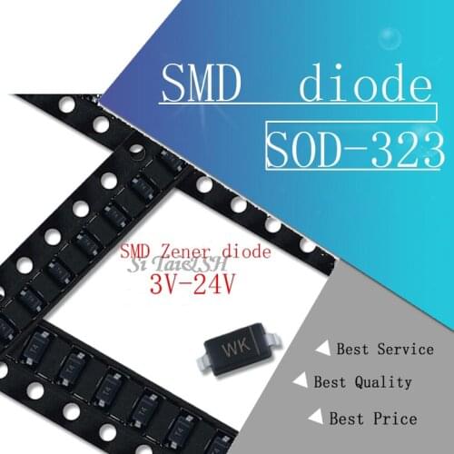 100PCS SMD diode SOD-323 0805 0.25W SMD Diode BZT52C10V 3V 3V3 7V5 6V8 5V6 5V1 4V7 12V 10V 15V 16V 18V 20V 24V