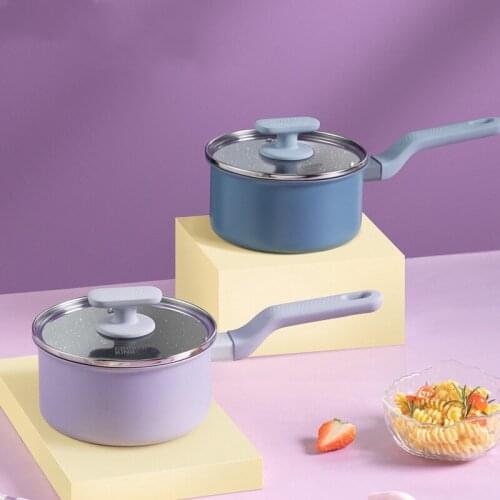 16cm Aluminum Alloy Non-stick Milk and Soup Pot with Steamer Lid Cooker Cookware Kitchen Frying Pan Noodle Cooking Accessories