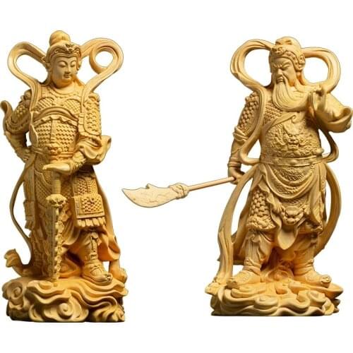 16CM Wood dedicated Door God Gavin Vedas Buddha Statue Guan yu ornaments Guan Gong guardian god statue wood carving home decor