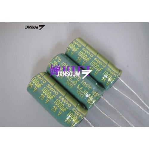 20PCS Original SANYO WG 25V1000UF 10X20MM Green gold Aluminum electrolytic capacitors 1000uF/25v 105 degrees 1000UF 25V