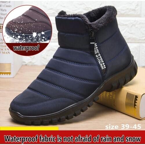 2020 Hot sale winter mens plus velvet warm snow boots middle-aged and elderly boots mens waterproof non-slip cotton shoes