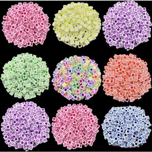 40Pcs 7mm Square Heart Loose Beads DIY For Jewelry Making Pendant Necklace Bracelet Finding Charms