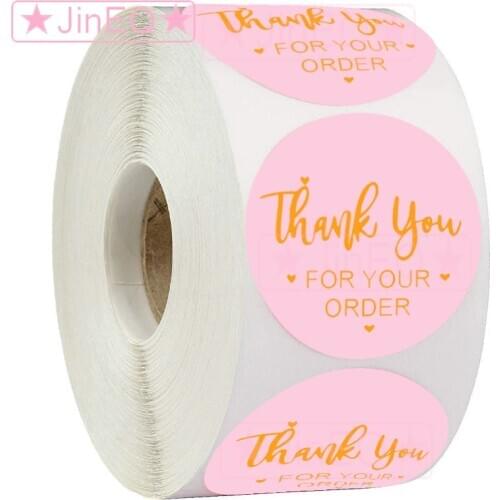 500pcs Pink Label Stickers Circle Paper Thank You Stickers Seal Labels For Your Order Round handmade Gift Decoration Stationery