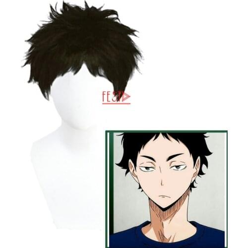 Anime Haikyuu!! Akaashi Keiji Cosplay Short Wig Haikyu Heat-resistant Fiber Hair +Wig Cap Halloween Party Role Play Men Woman