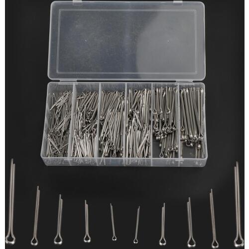 Areyourshop 555pcs 304 Industrial Galvanized Stainless Steel Cotter Pin Assortment Set Clip Key
