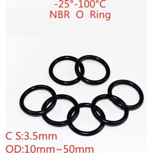 Car nitrile rubber gasket, black CS 3.5mm O-ring OD 10mm ~ 50mm NBR, corrosion resistant O shape, sealing washer