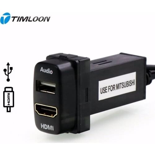 Car USB Audio Input Charger with HDMI Socket Use for Mitsubishi,ASX,Lancer,Outlander,Pajero,Zinger,Fortis,Soveran